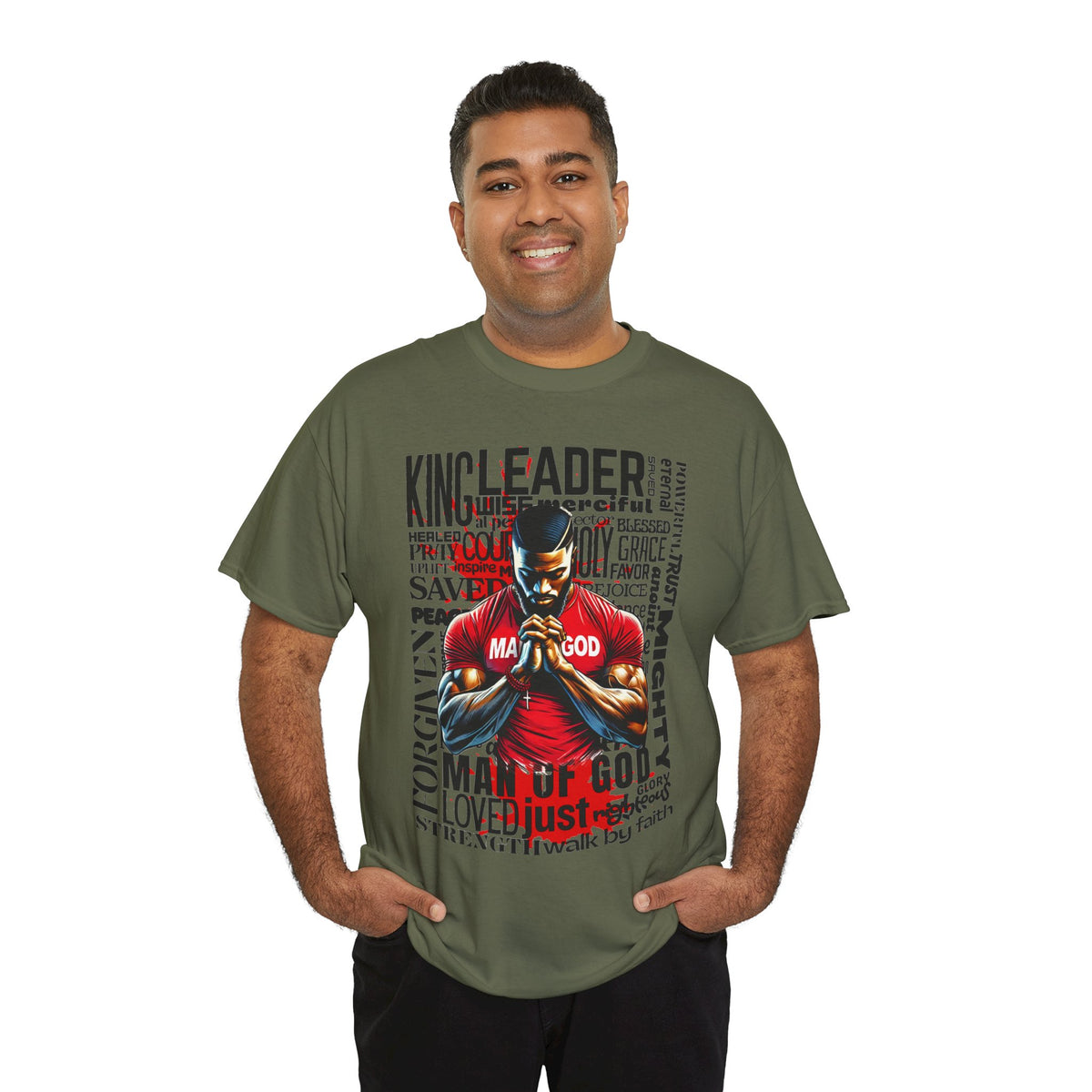 Faith-Inspired Graphic Tee — "Man of God" Prayer Design