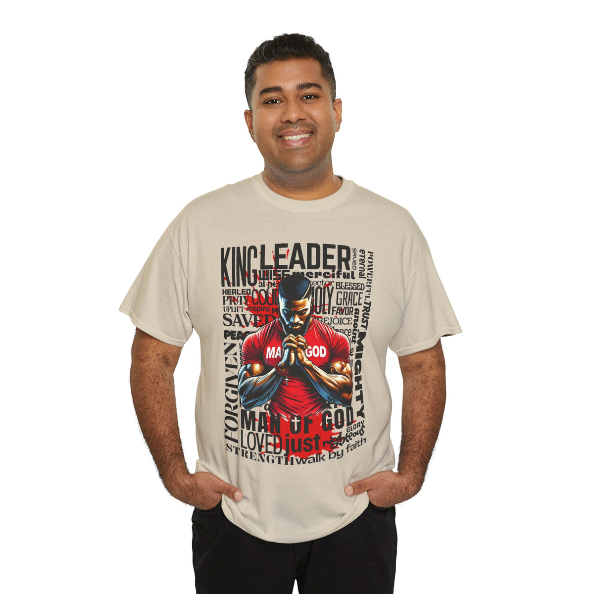 Faith-Inspired Graphic Tee — "Man of God" Prayer Design