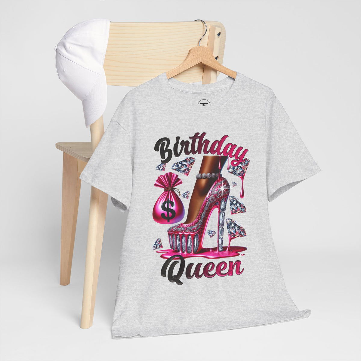 Birthday Queen pink high heel graphic T-shirt — additional product image