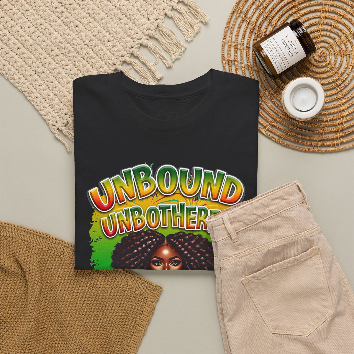 Unbound, Unbothered, Unapologetic Tee — Afrocentric Empowerment Graphic T-Shirt