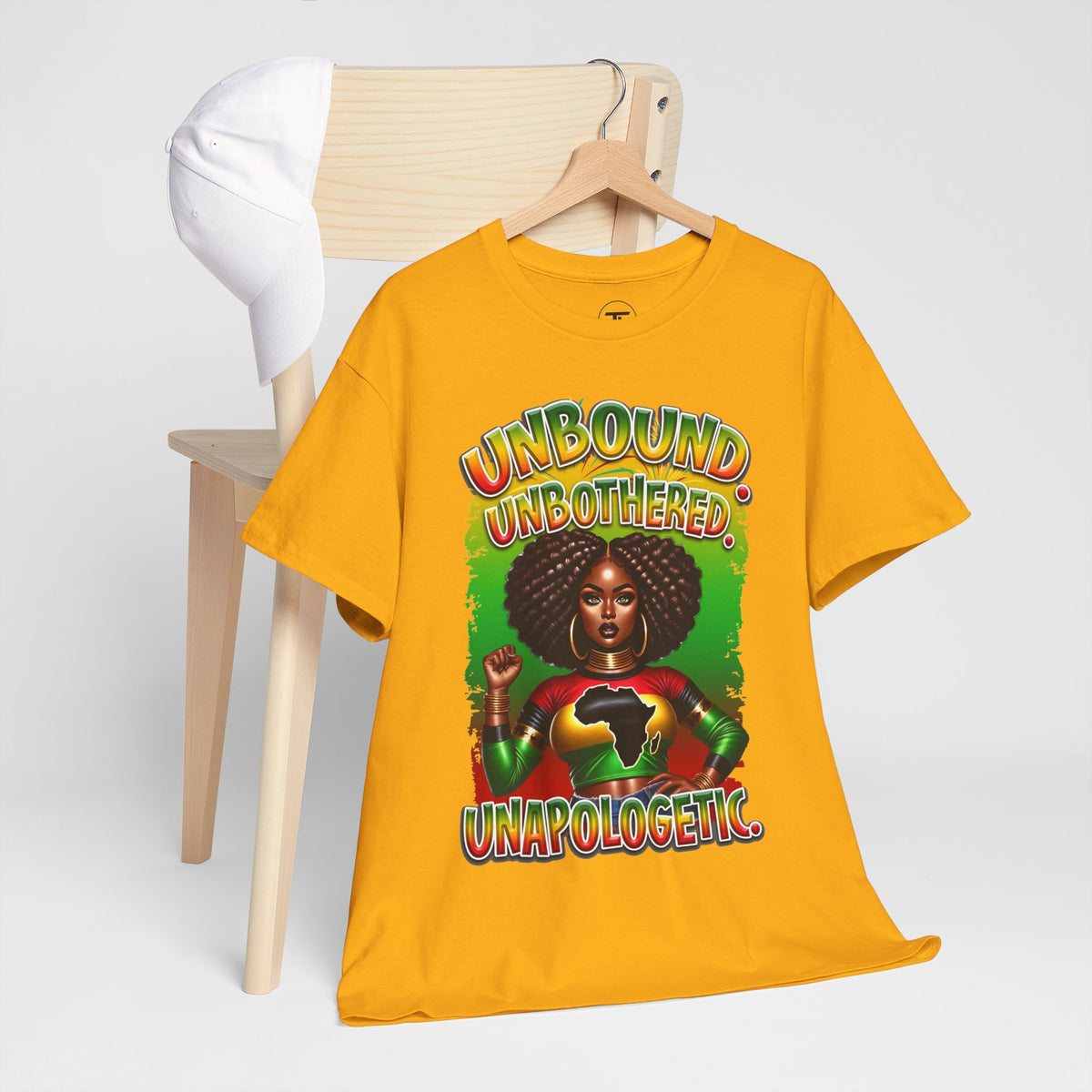 Unbound Unbothered Unapologetic Afrocentric graphic T-shirt — product view 4