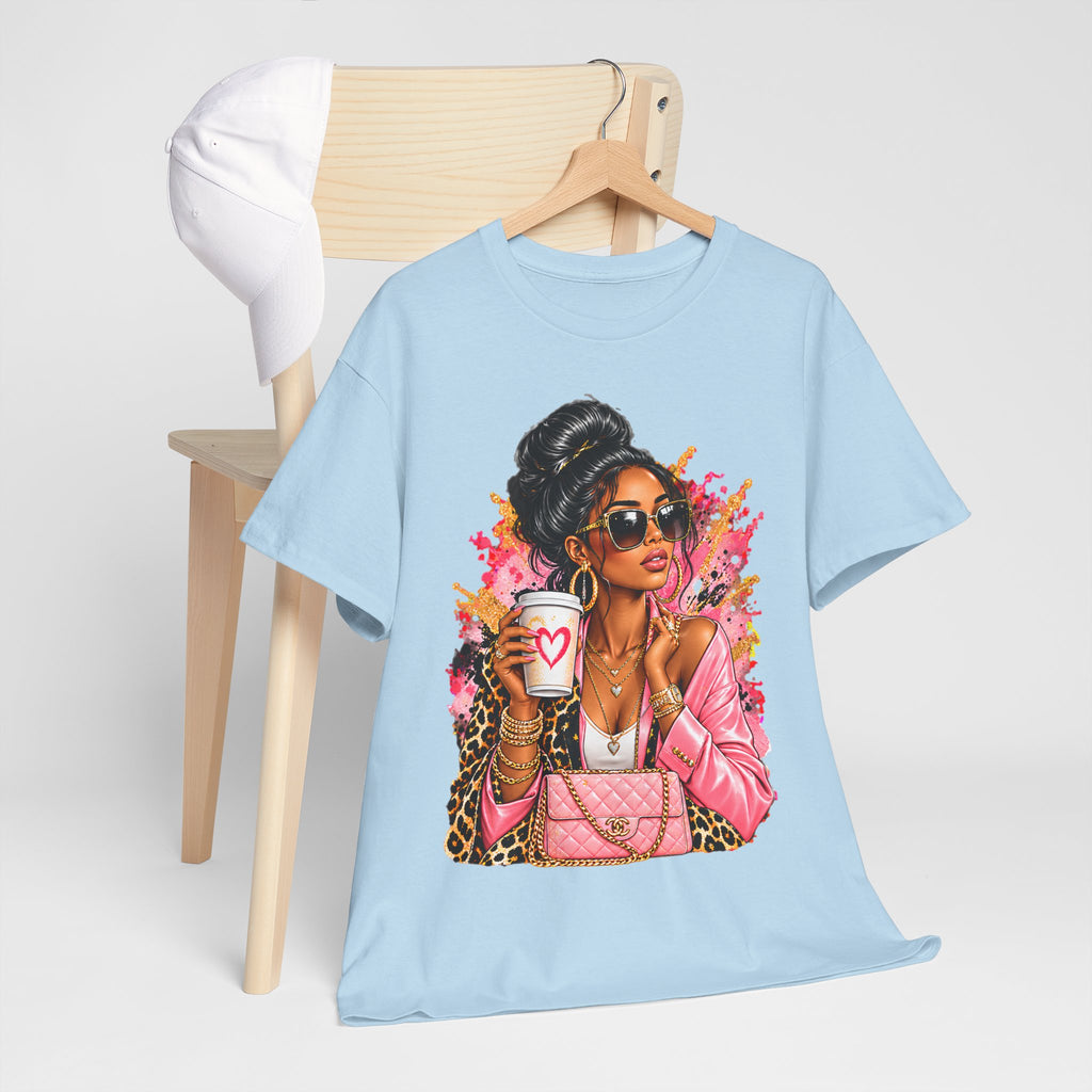 Coffee & Chic Tee Stylish Woman Graphic T-Shirt product mockup
