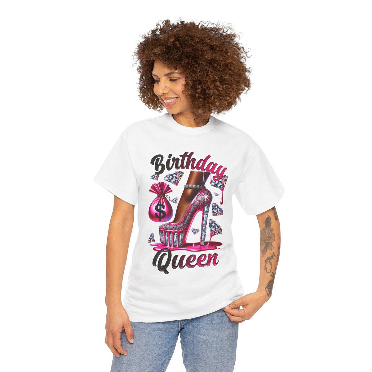 Birthday Queen T-Shirt — Pink High Heel Party Tee