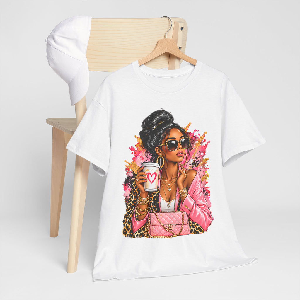 Coffee & Chic Tee Stylish Woman Graphic T-Shirt product mockup