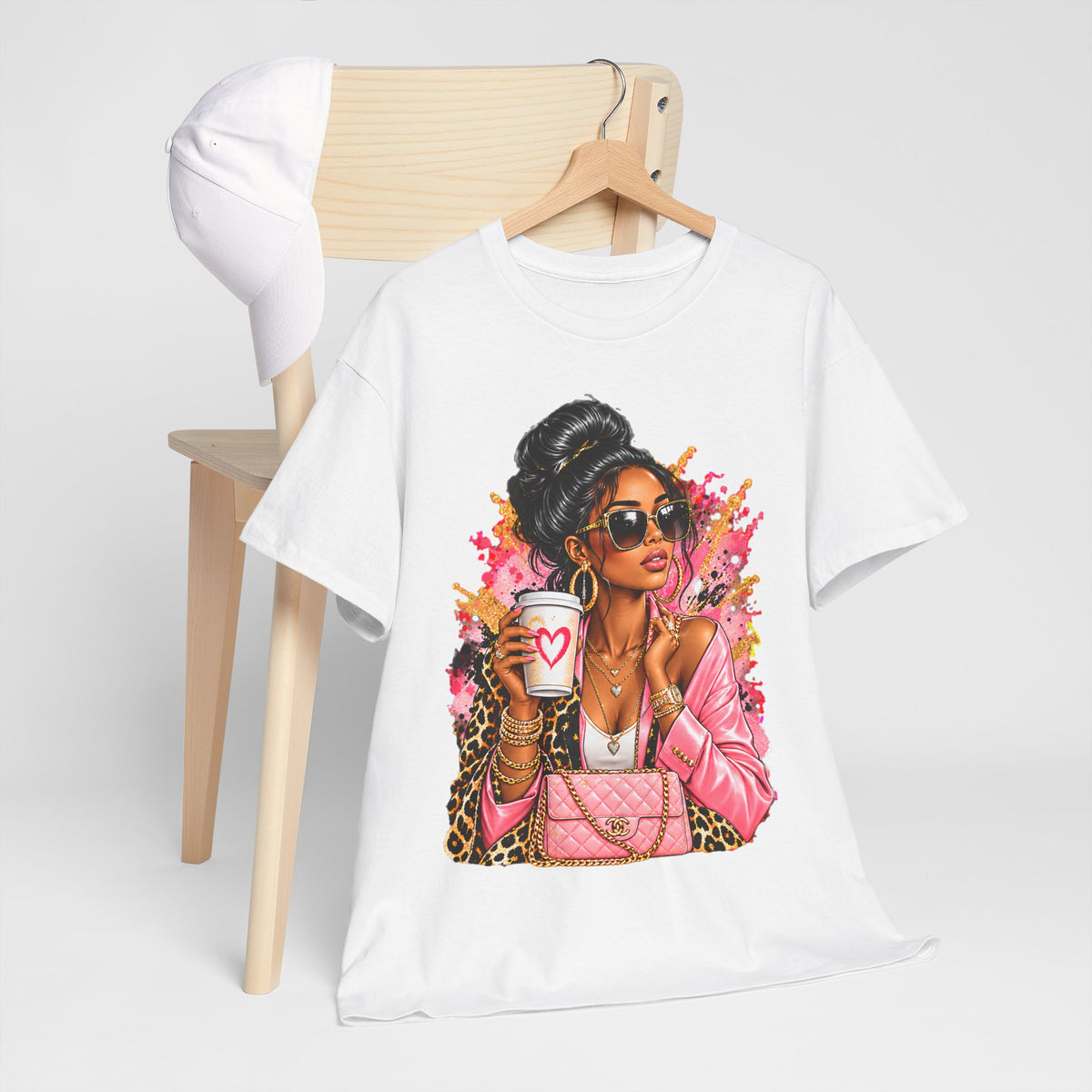 Coffee & Chic Tee Stylish Woman Graphic T-Shirt product mockup