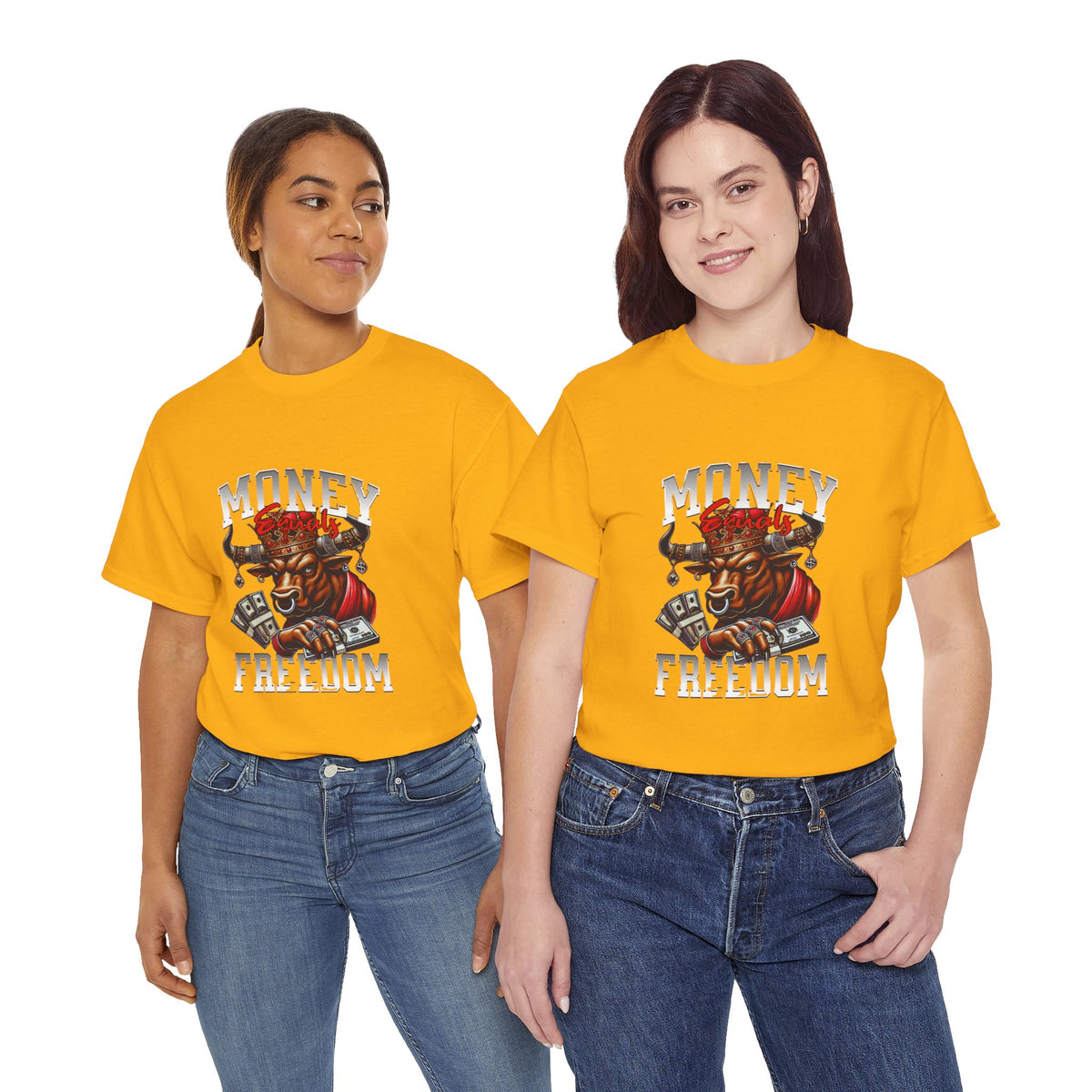 Money Over Freedom Graphic Tee — Bull with Cash Design