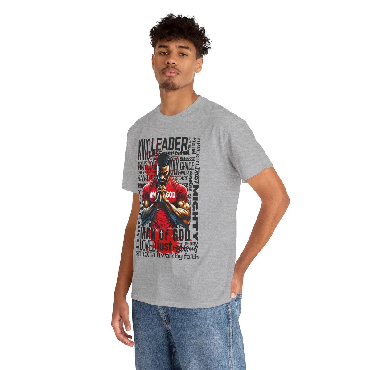 Faith-Inspired Graphic Tee — "Man of God" Prayer Design