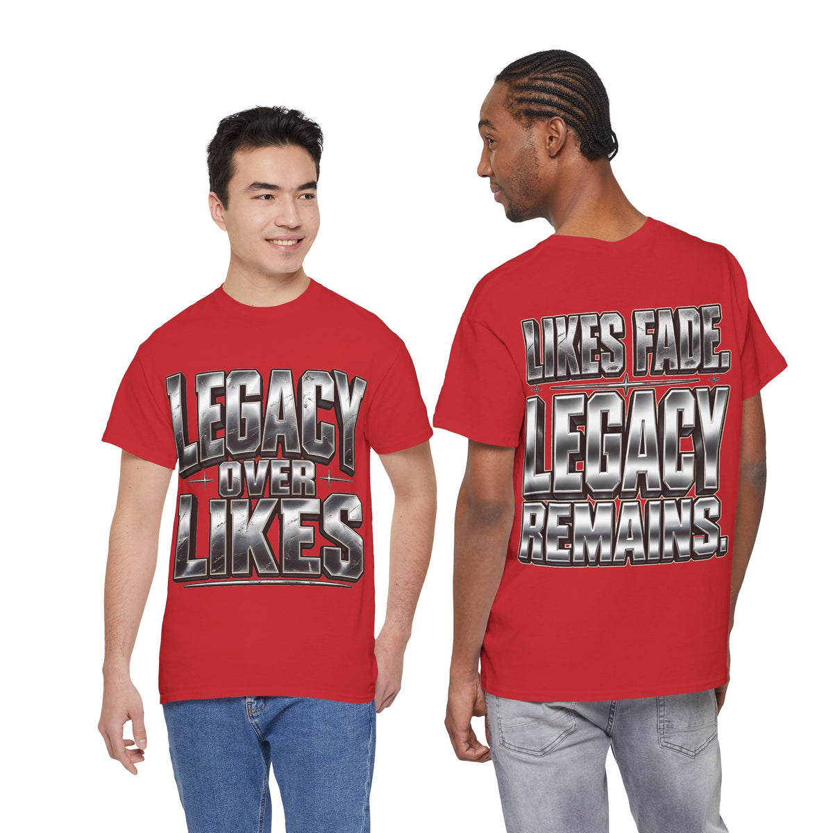 Legacy Over Likes T-Shirt | Metallic Chrome Typography, Statement Tee