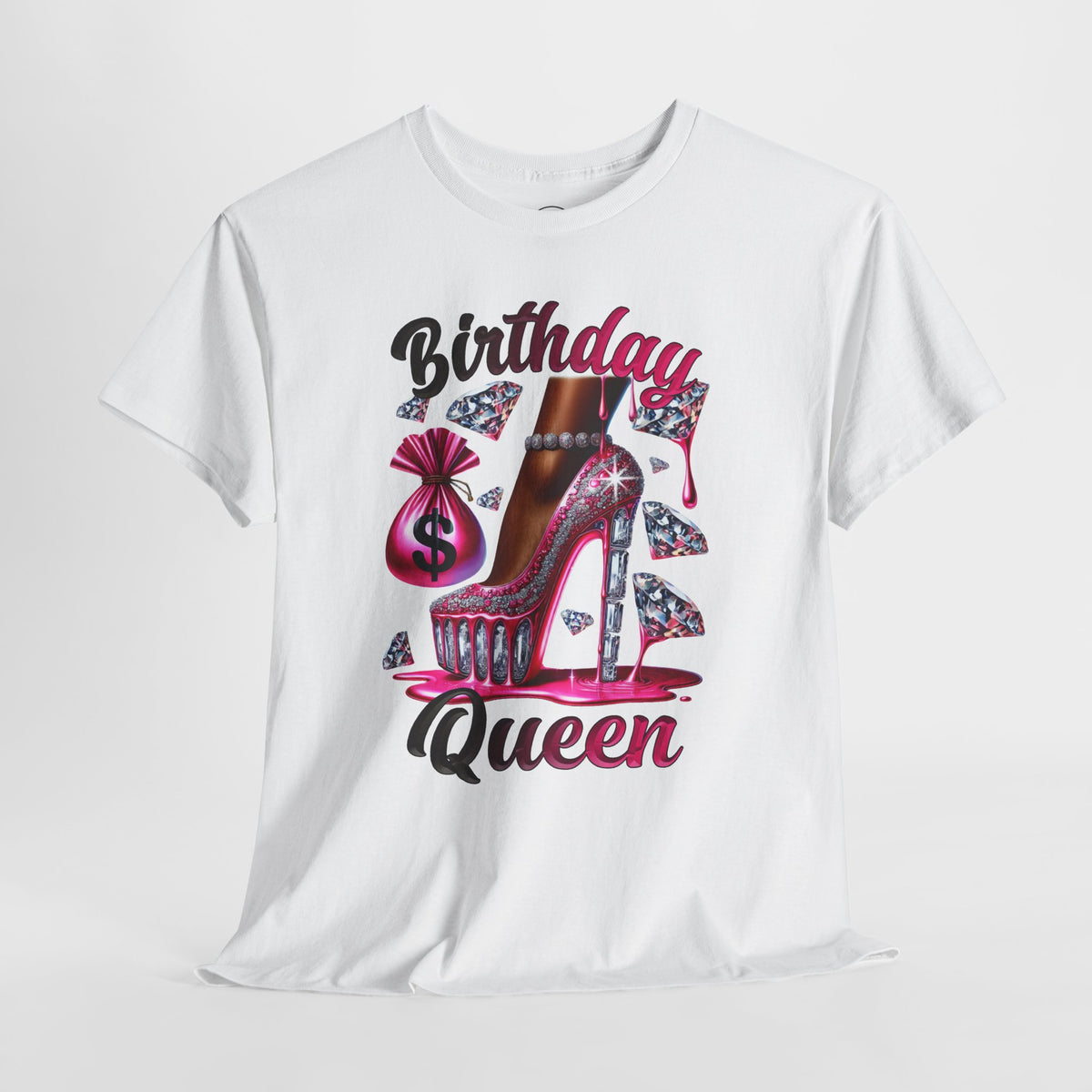 Birthday Queen pink high heel graphic T-shirt — product view 4