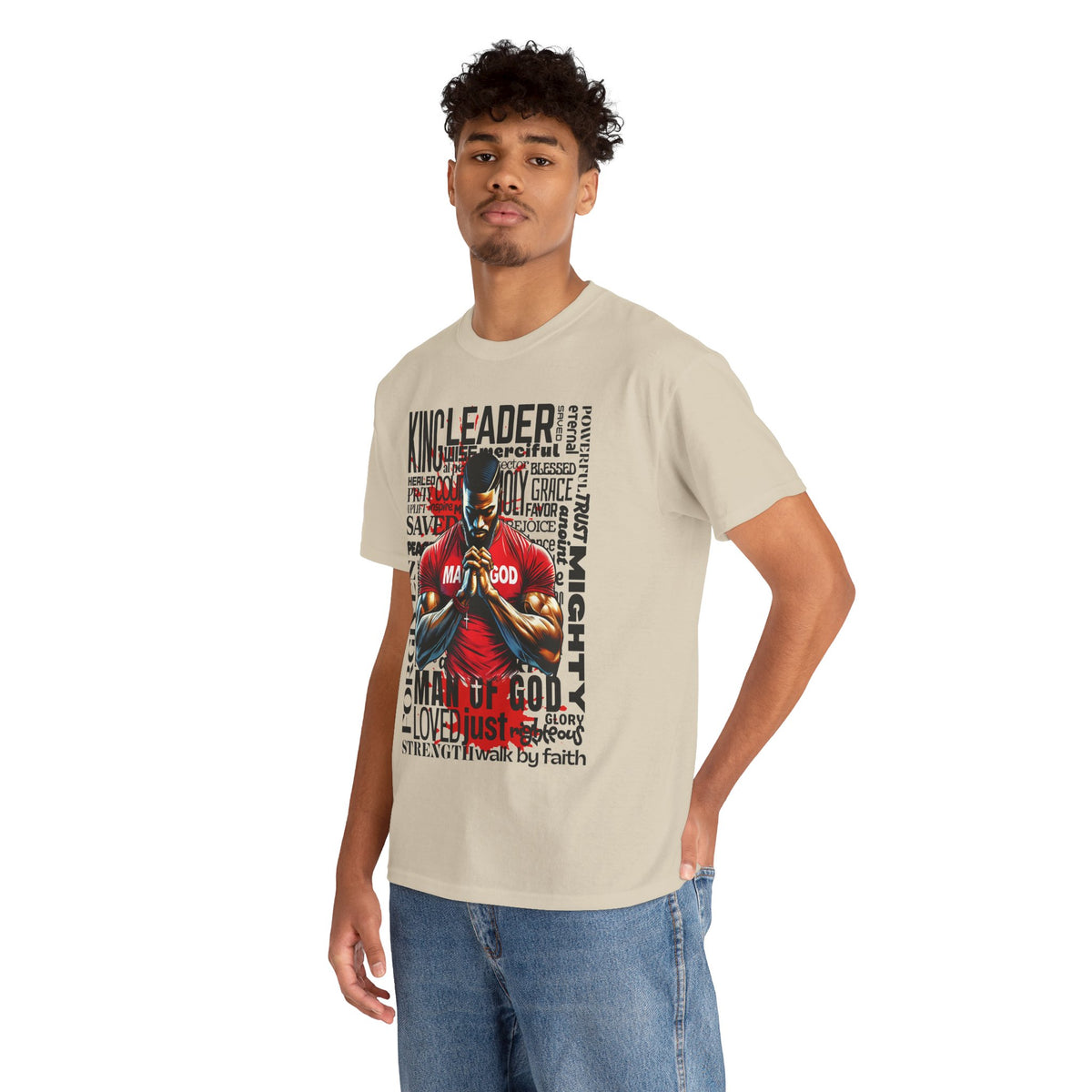 Faith-Inspired Graphic Tee — "Man of God" Prayer Design