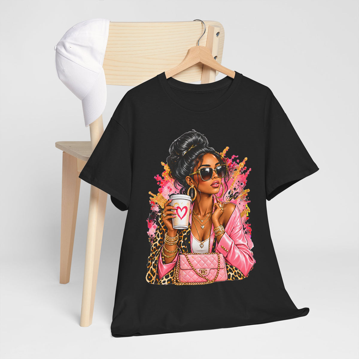 Coffee & Chic Tee Stylish Woman Graphic T-Shirt product mockup