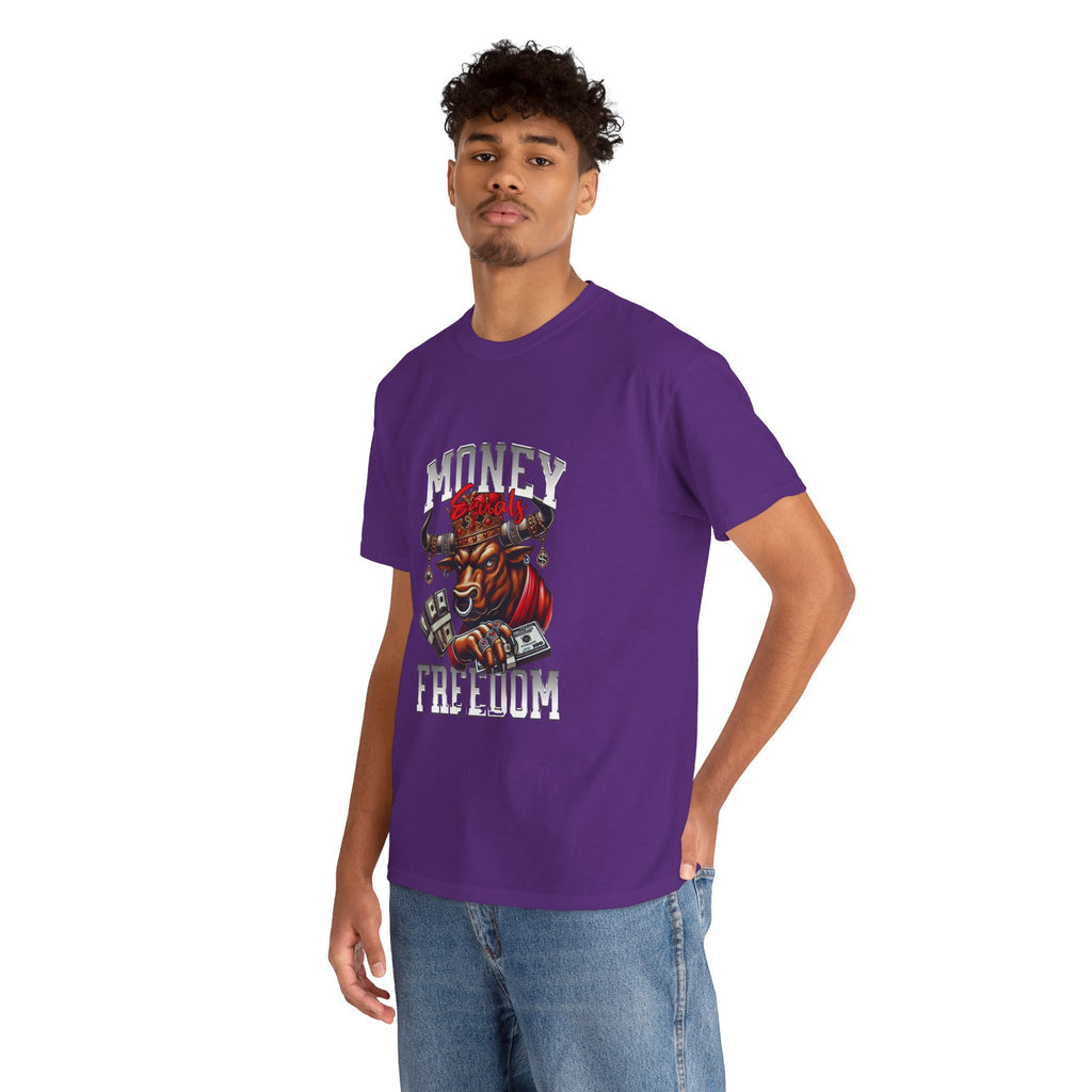 Money Over Freedom Graphic Tee — Bull with Cash Design