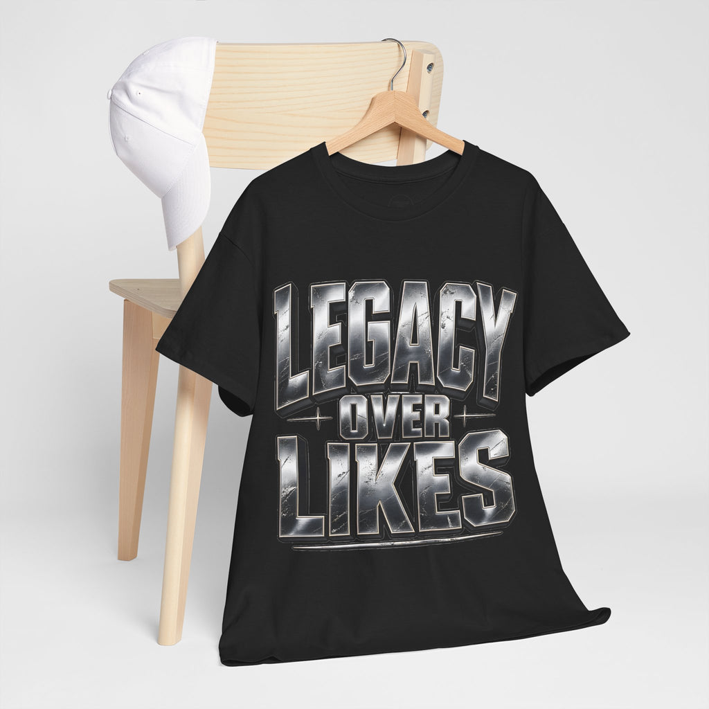 Legacy Over Likes T-Shirt | Metallic Chrome Typography, Statement Tee