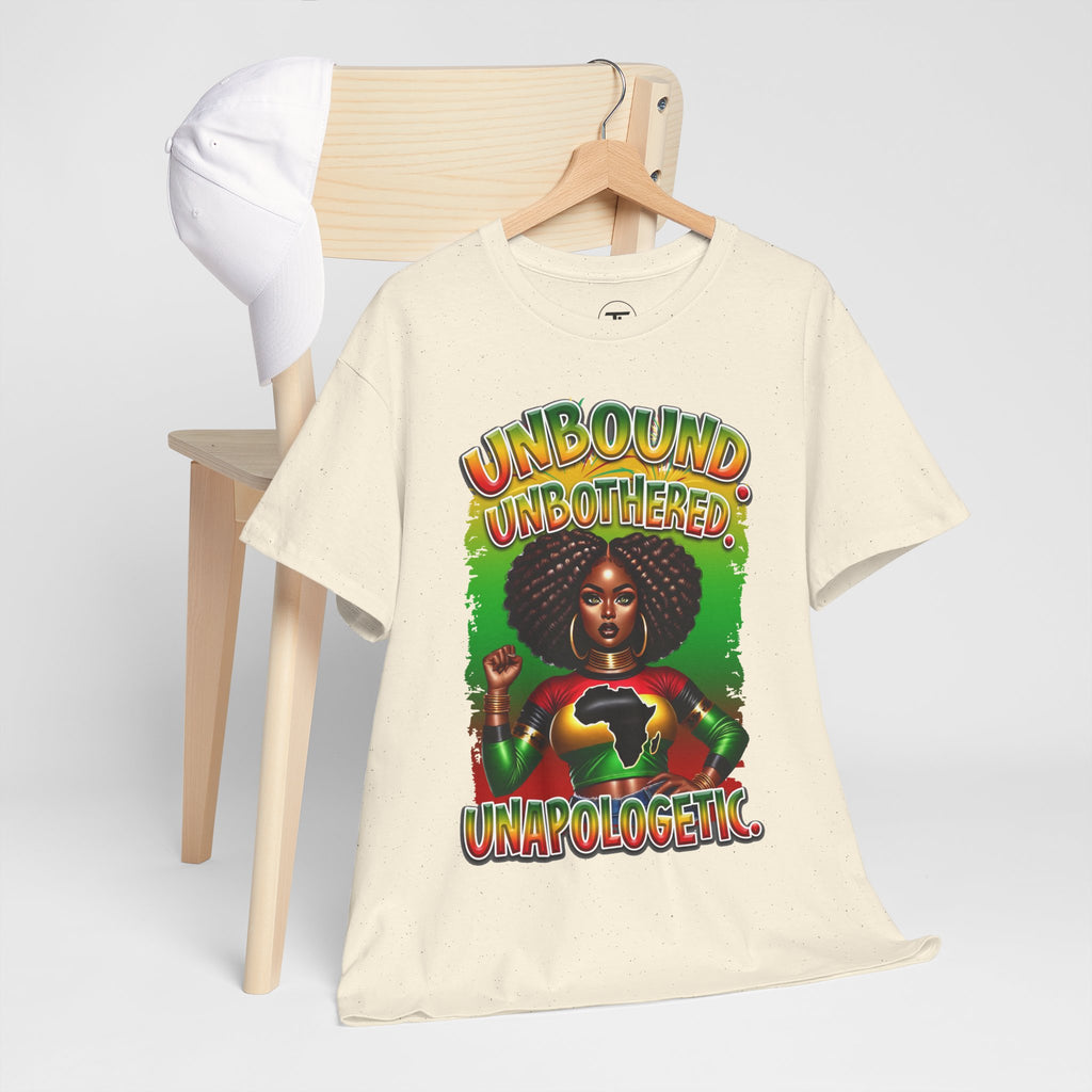 Unbound, Unbothered, Unapologetic Tee — Afrocentric Empowerment Graphic T-Shirt