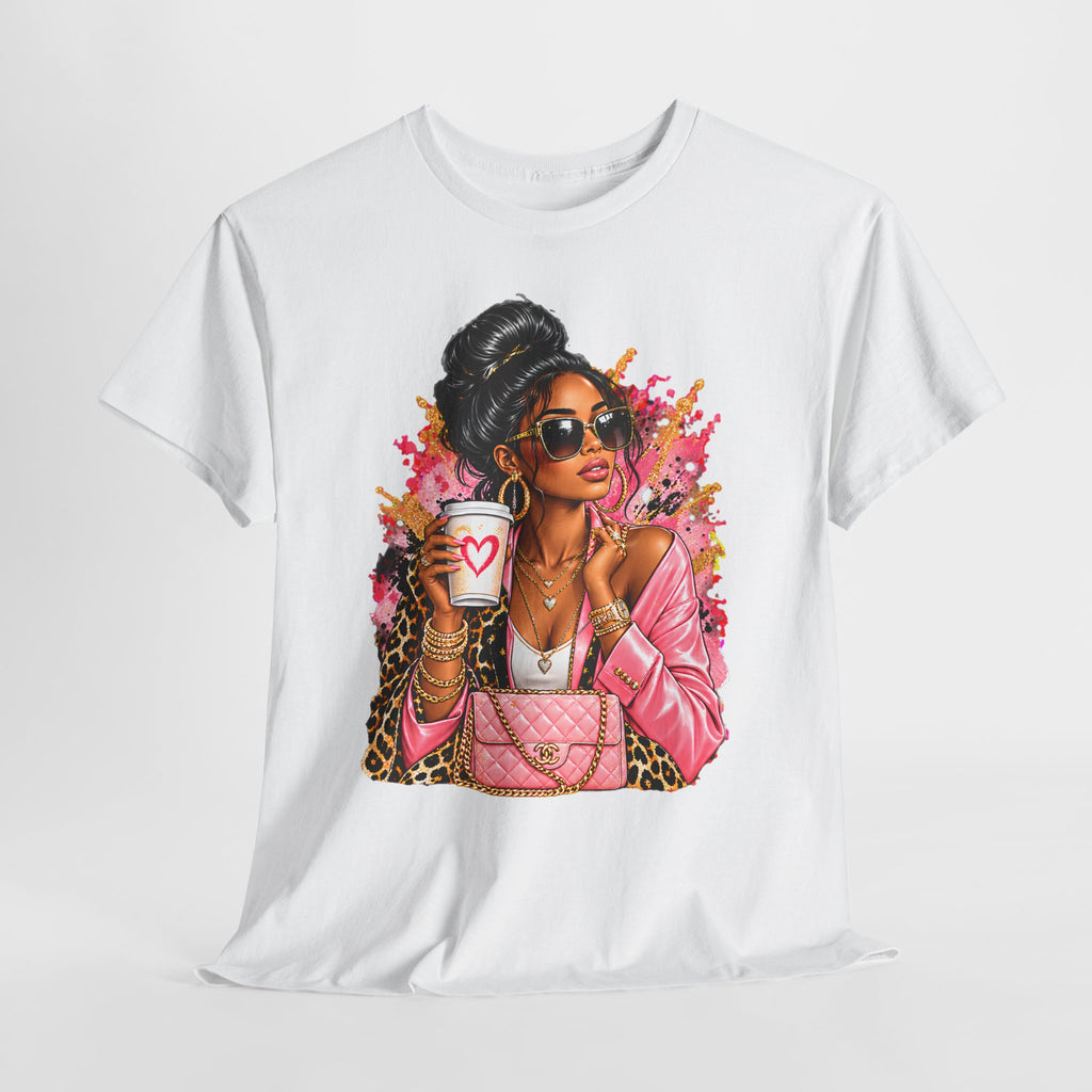 Coffee & Chic Tee Stylish Woman Graphic T-Shirt product mockup