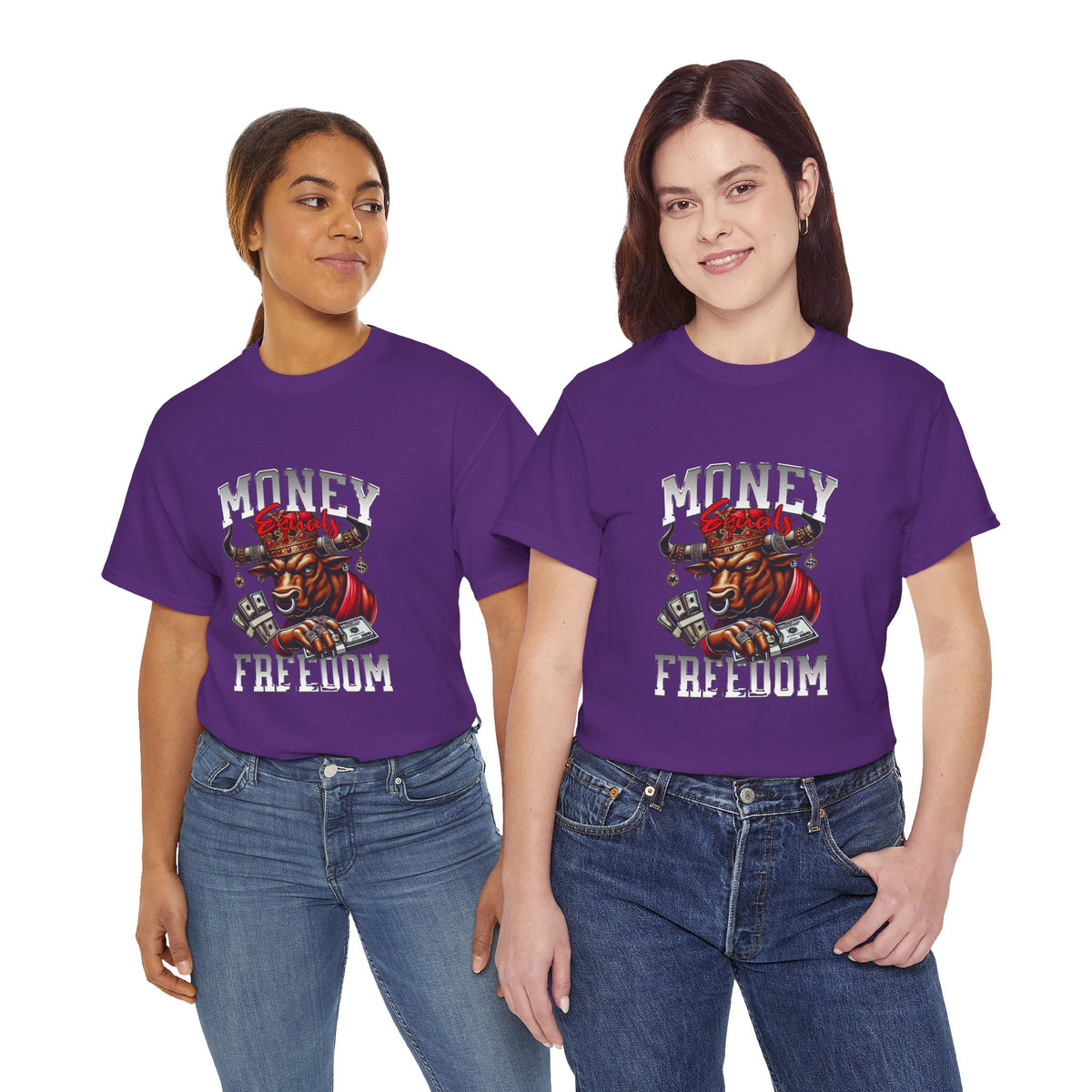 Money Over Freedom Graphic Tee — Bull with Cash Design