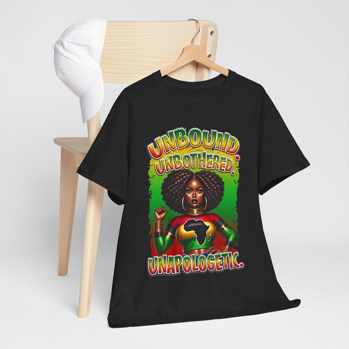 Unbound Unbothered Unapologetic Afrocentric graphic T-shirt — additional product image