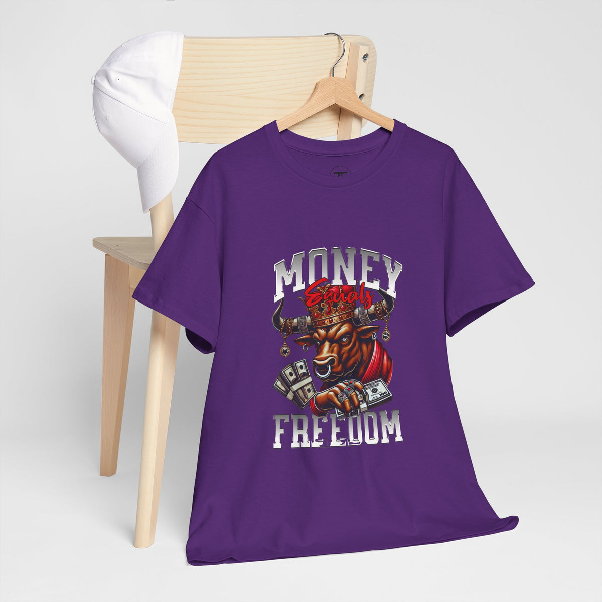 Money Over Freedom Graphic Tee — Bull with Cash Design