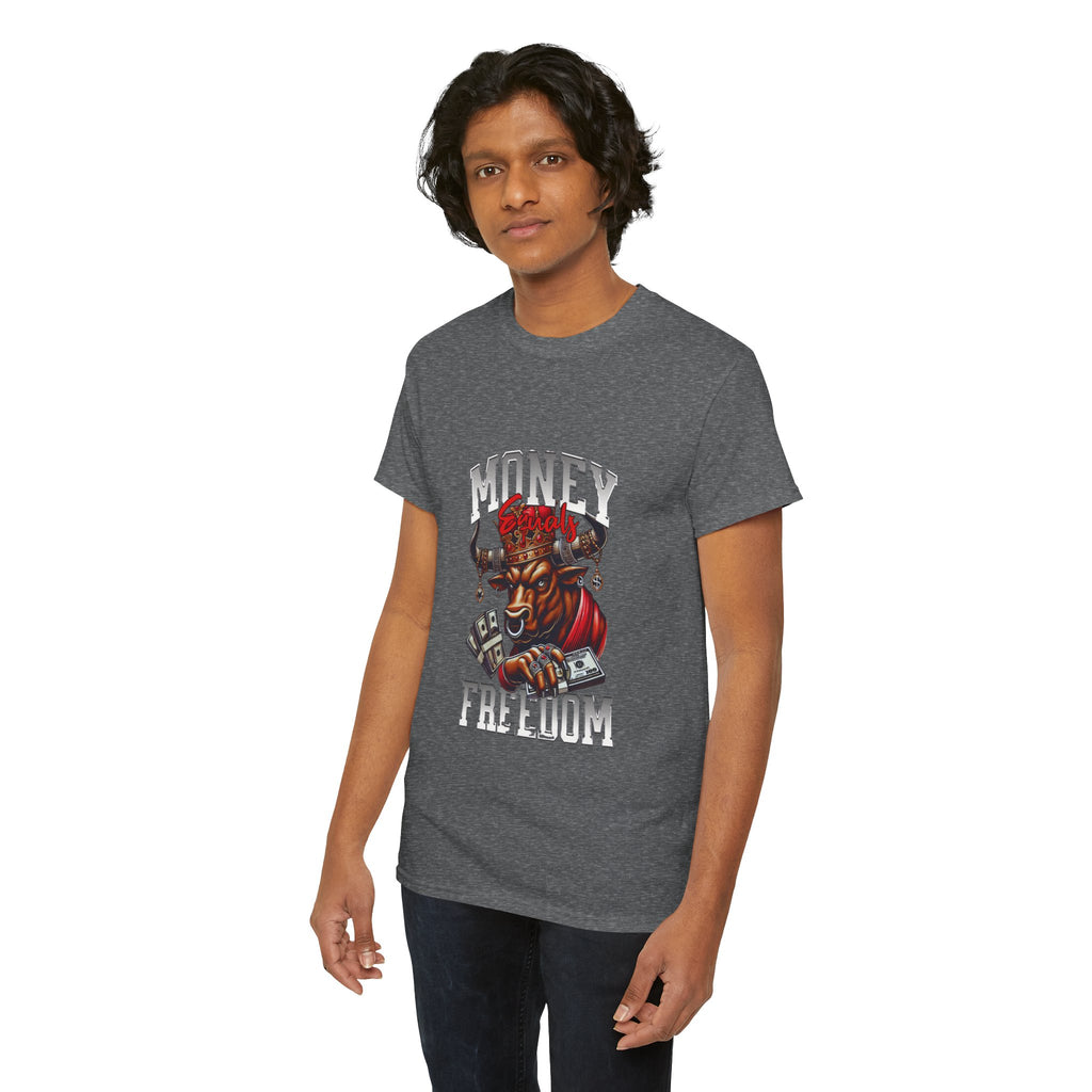 Money Over Freedom Graphic Tee — Bull with Cash Design