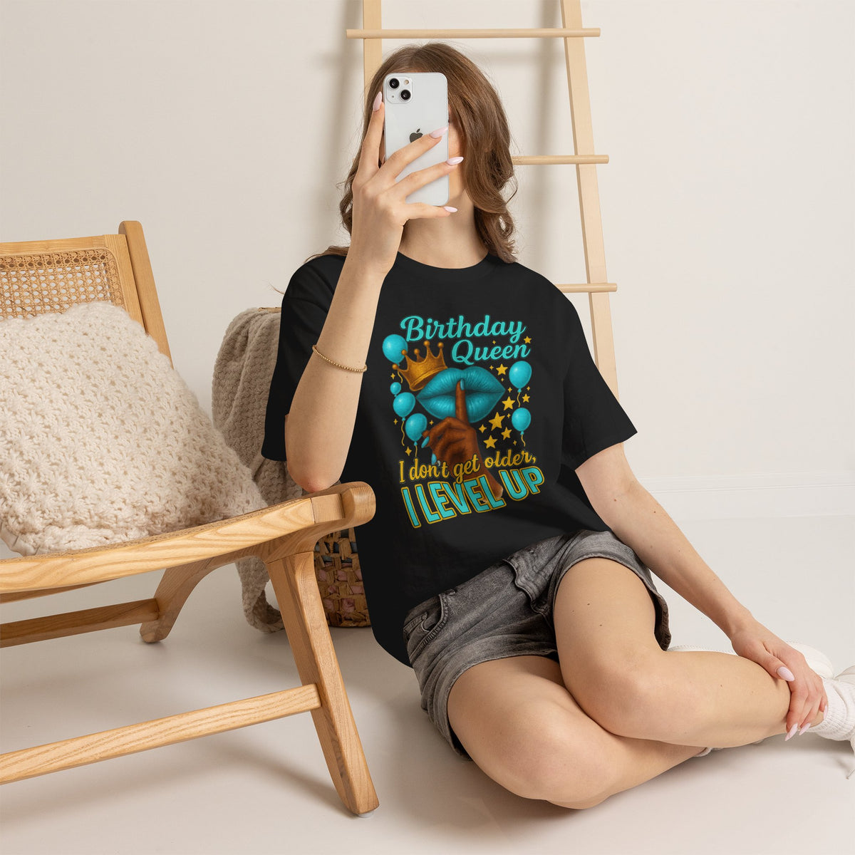 Birthday Queen Tee — “I Don’t Get Older, I Level Up” Birthday Shirt