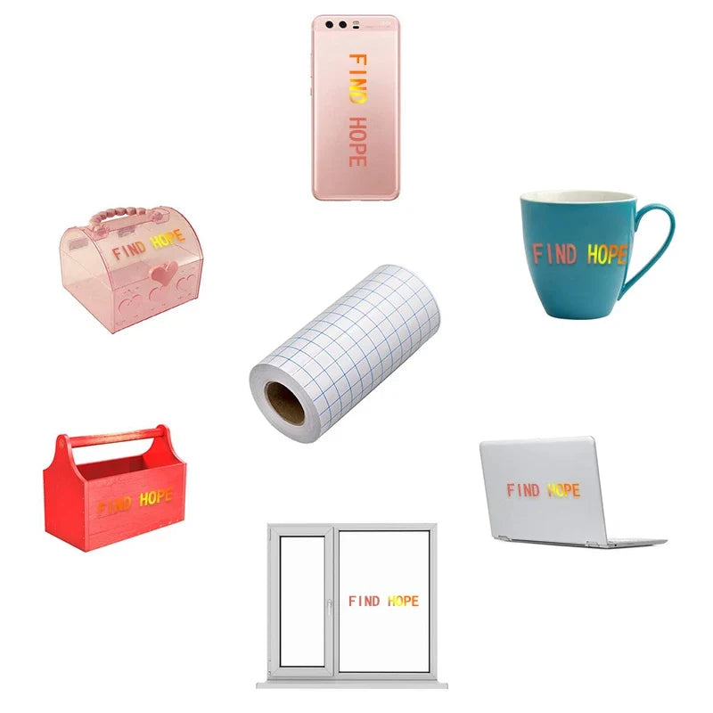 Clear application tape for signs cups glass and labels