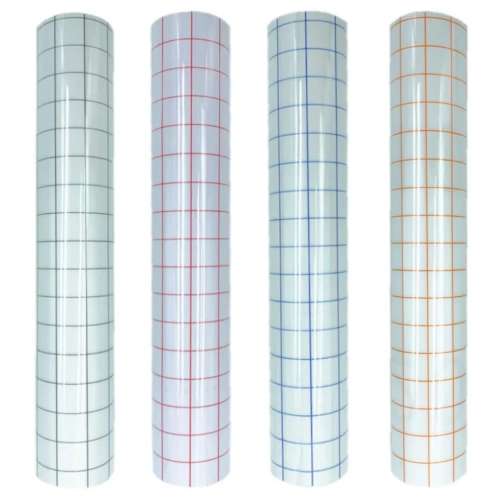 Clear vinyl transfer tape with alignment grid for decals and crafts
