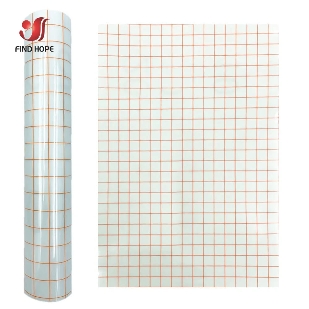 Clear vinyl transfer tape sheet with grid markings
