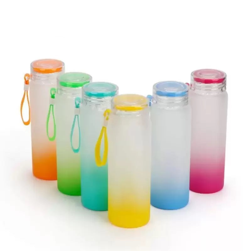 17oz frosted ombre gradient sublimation glass water bottle