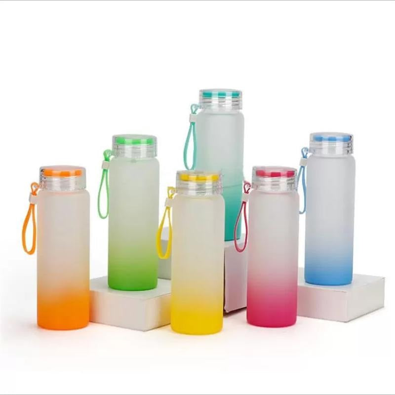 17-ounce frosted ombre blank sublimation glass water bottle — additional product image