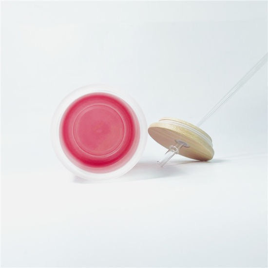 16-ounce ombre sublimation glass jar can with bamboo lid and straw — product view 4