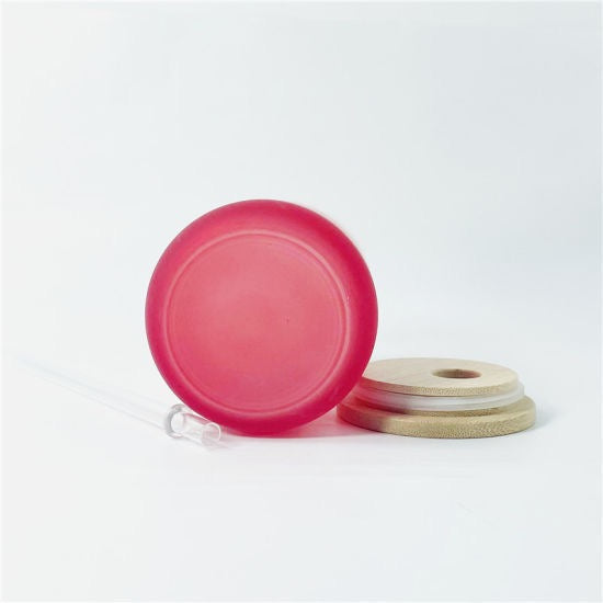 16-ounce ombre sublimation glass jar can with bamboo lid and straw — product view 5