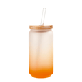 16-ounce ombre sublimation glass jar can with bamboo lid and straw — product view 6