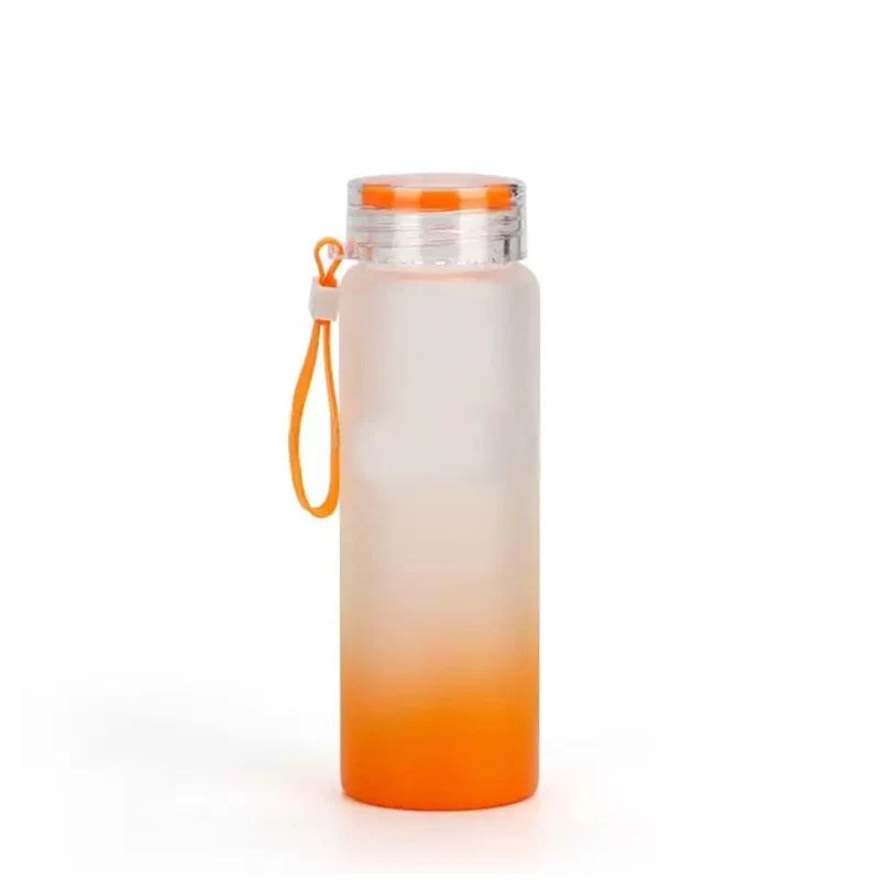 17-ounce frosted ombre blank sublimation glass water bottle — alternate product mockup